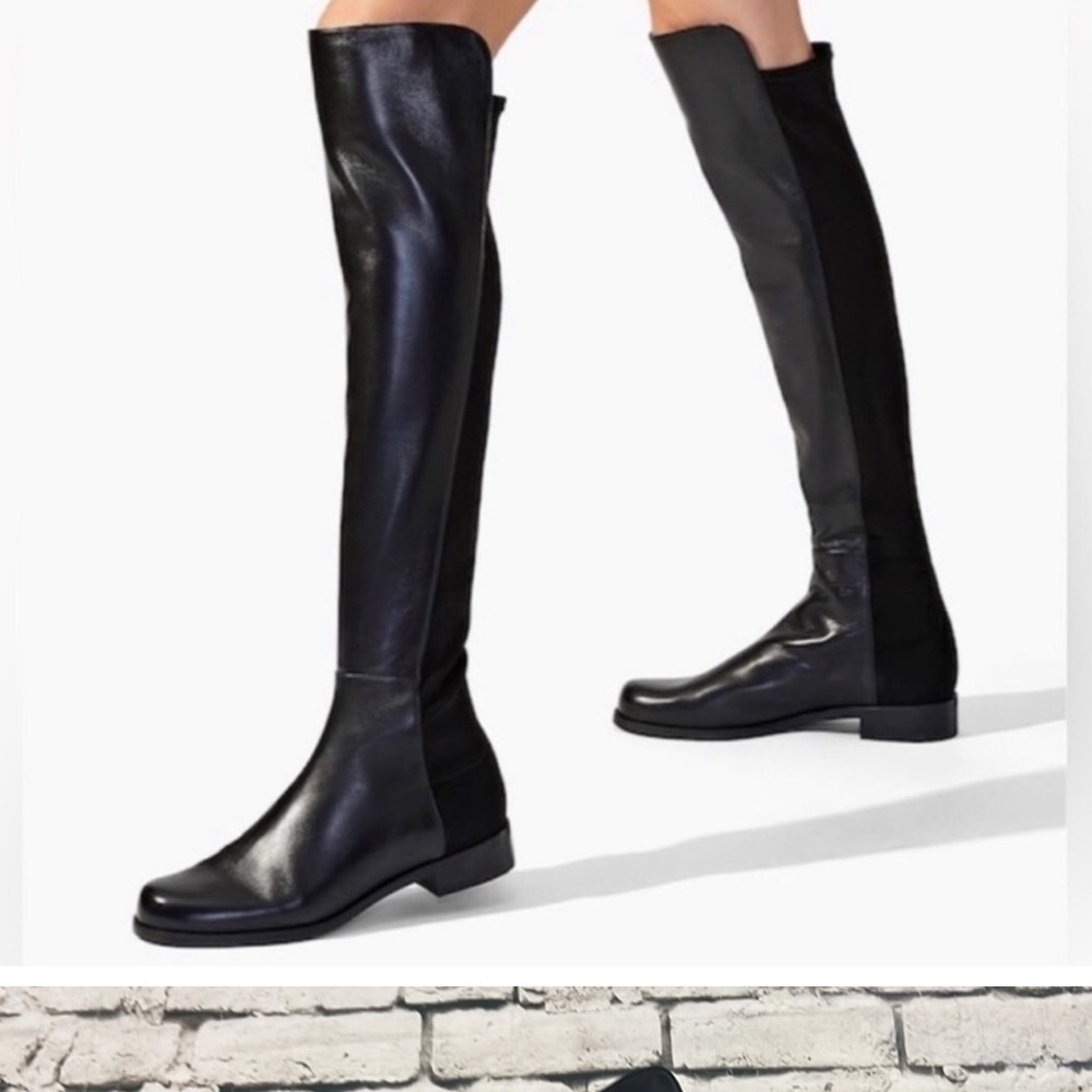 Stuart Weitzman Black 5050 Over-the-Knee Leather Boots. 
Size: 7 1/2M